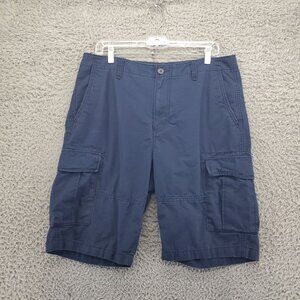 Old Navy Shorts Mens 33 Blue Cargo 100% Cotton Multiple Pockets Lightweight